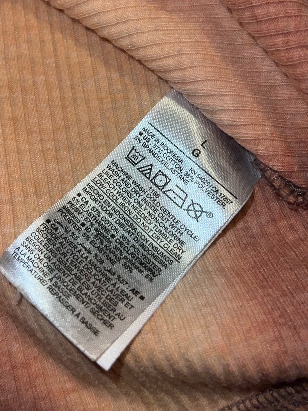 Old Navy Casual Ribbed Knit Neutral Long Sleeve Crewneck Layering Y2K Size L - Picture 8 of 8